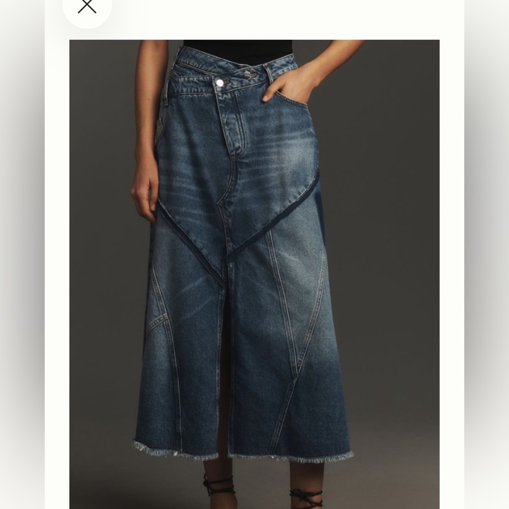 Anthropologie Pilcro Denim Re-worked Midi Skirt - Indigo